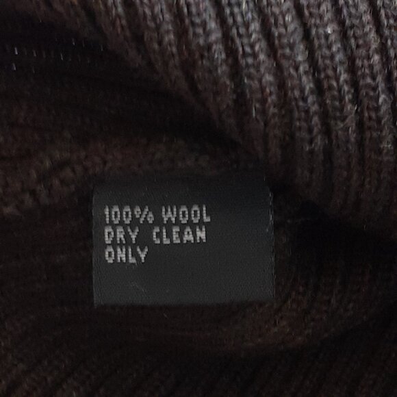 Neve Full Zip Mock Neck Wool Cardigan Sweater with Zip Pockets Brown Size L - Picture 12 of 13